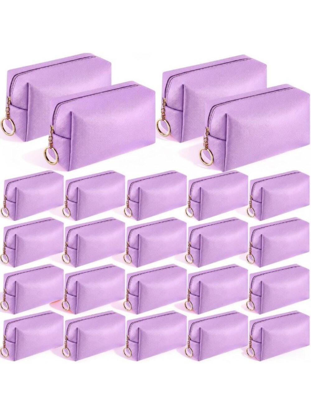 24 Pcs Light Purple PU Leather Makeup Bags - Stylish Cosmetic Organizers Set